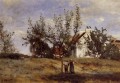 Un verger au temps de la moisson plein air romantisme Jean Baptiste Camille Corot